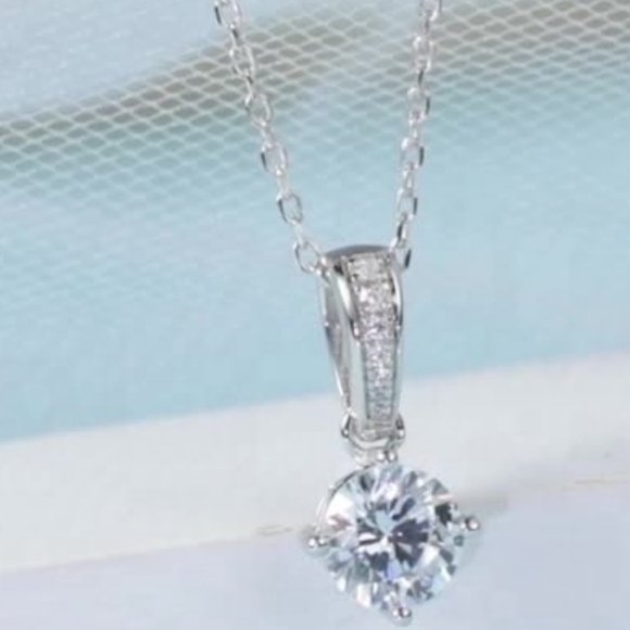Moissanite Pendant with MD Bail Sterling Silver - Picture 2 of 5